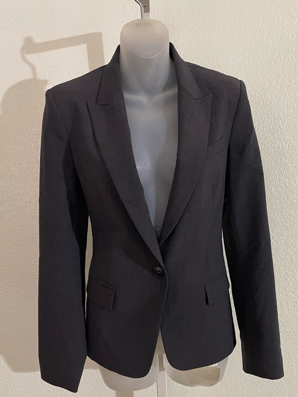 Theory Charcoal Gray Single-Button Tailored Blazer Jacket Women’s Sz 8